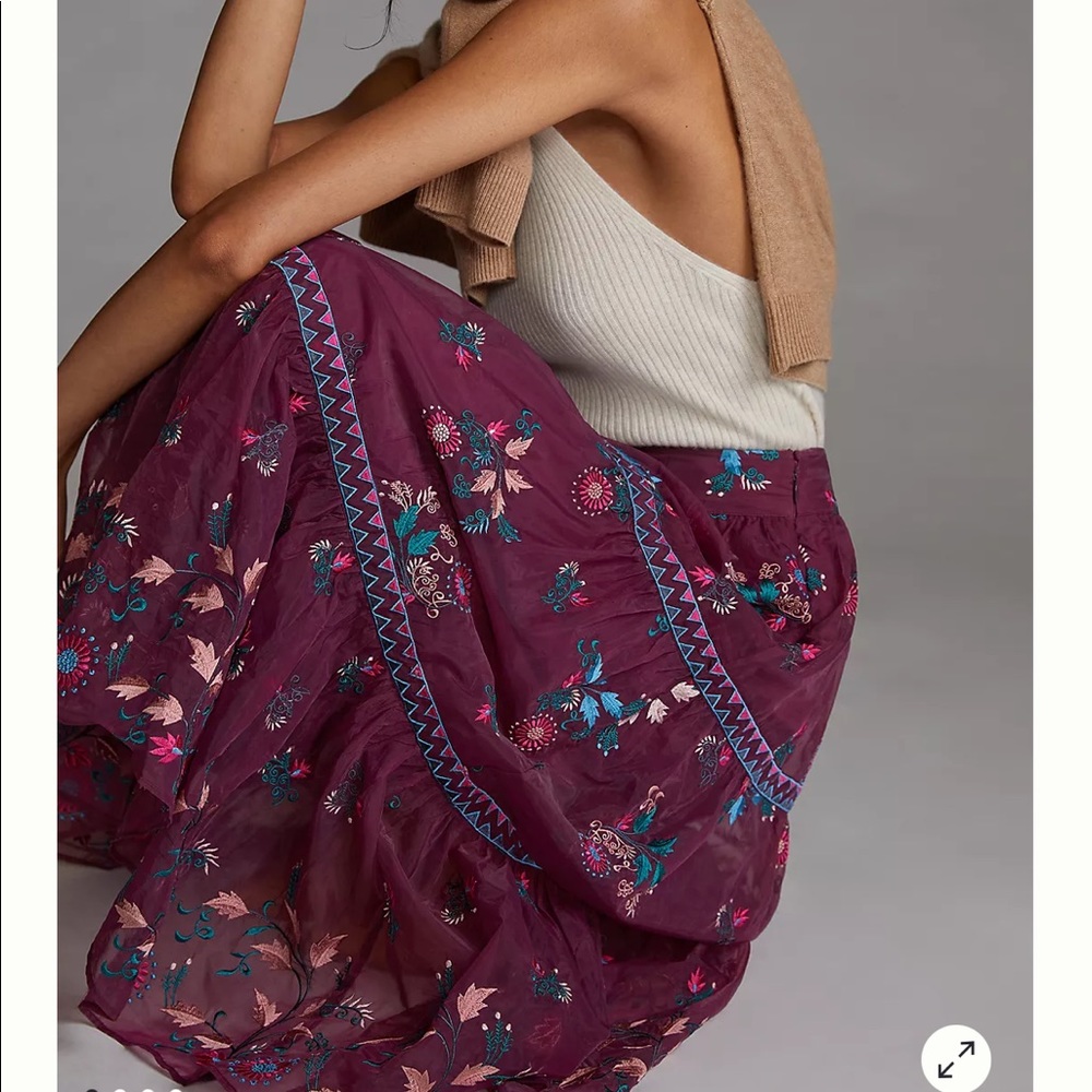 Let Me Be Embroidered Organza Midi Skirt